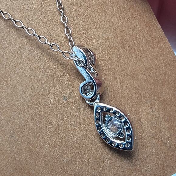 Vintage Sterling Silver CZ Necklace and Earring Set with Marquise Drop Design - Picture 10 of 10